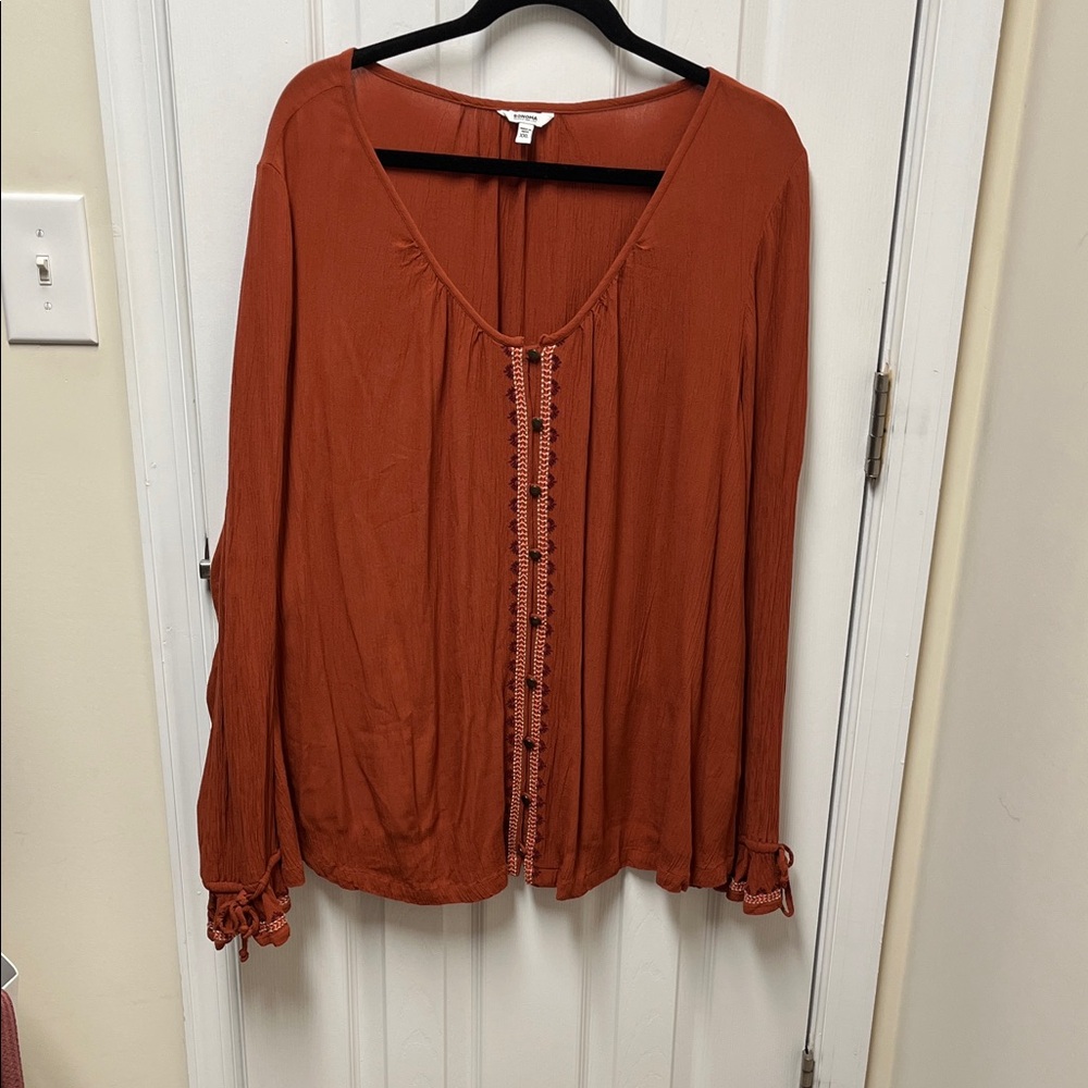 Sonoma Women's Terracotta Blouse with Ruffle Trim